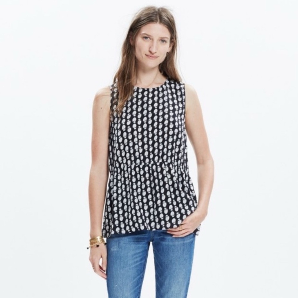 Madewell Black and White Sleeveless Top (Medium)